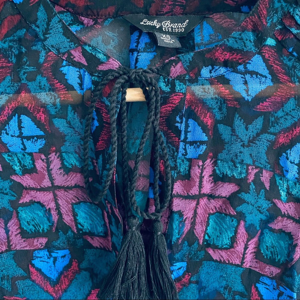 Lucky Brand Semi Sheer Boho Blouse - Picture 3 of 12